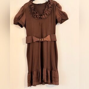 Bebe Brown Ruffle Midi Dress Size L